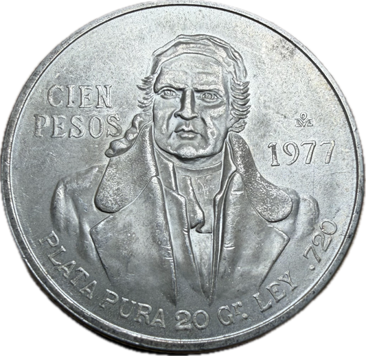 1977-Mo Mexico 100 Pesos — AU-58