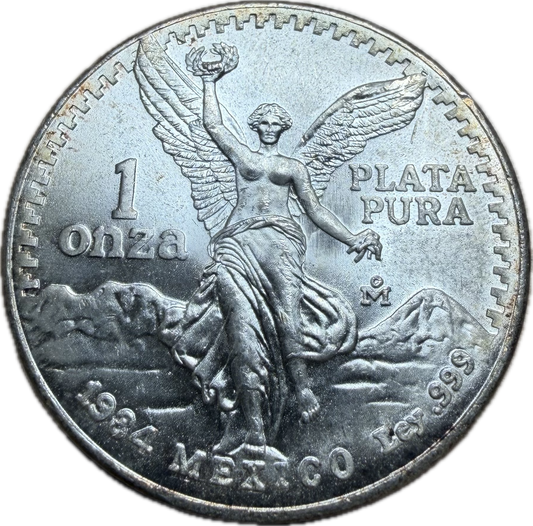 1984-Mo Mexico 1 Onza Silver “Liberty” MS63