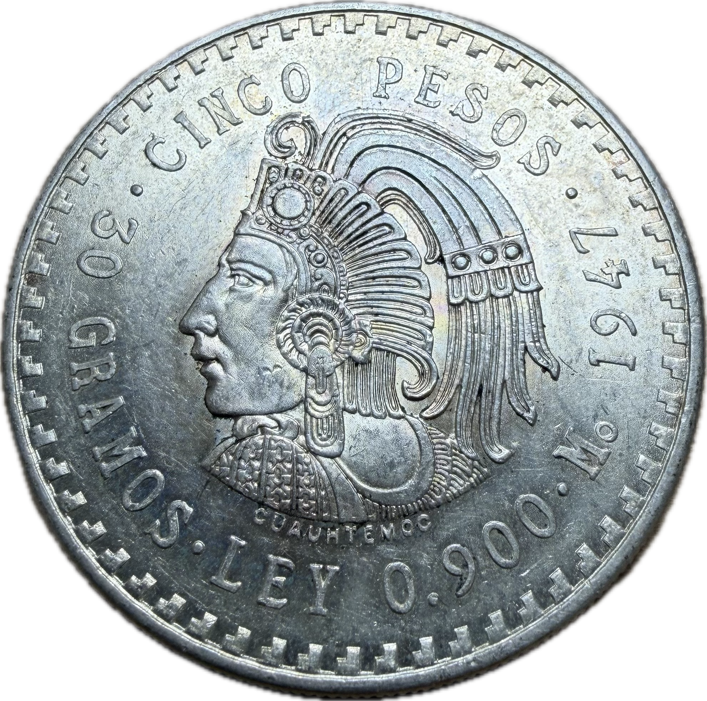 1947-Mo Mexico 5 Pesos AU-58