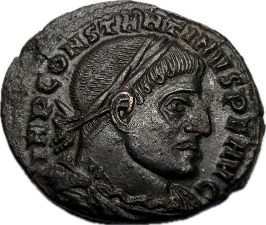 Constantine I Bronze Follis – SOLI INVICTO COMITI Reverse, Roman Empire, c. AD 310–313