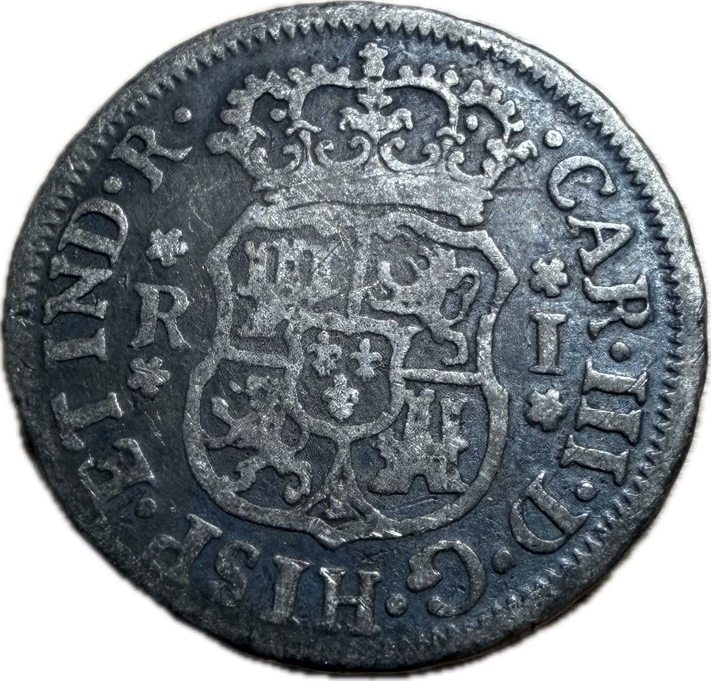 1761-Mo M Spanish Colonial Silver 1 Real — Mexico Mint Pillar Dollar Era — Fine Details Cleaned Raw