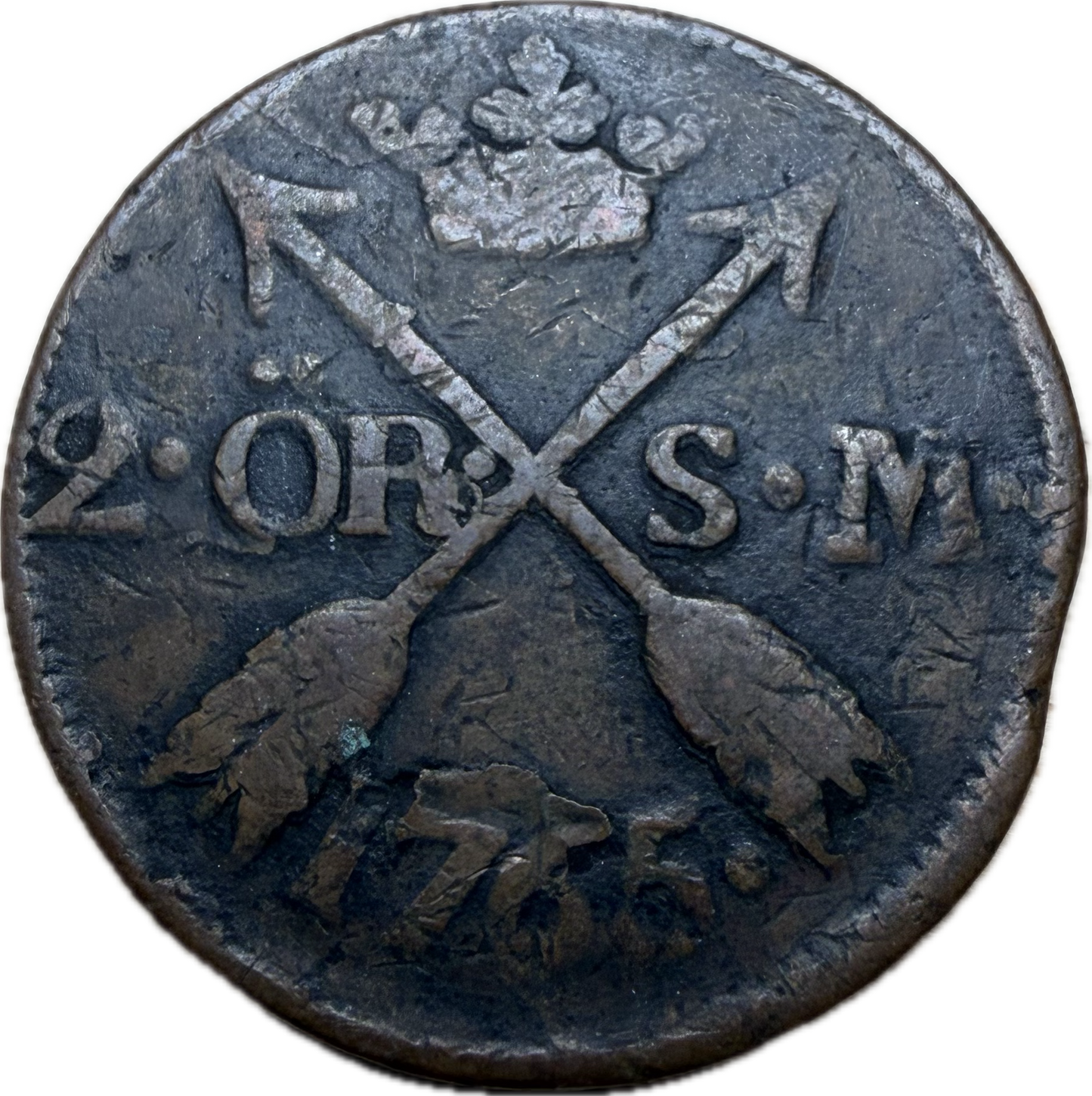 1765 Sweden 2 Öre Silvermynt Copper Coin – KM 461 – King Adolf Frederick VF Details