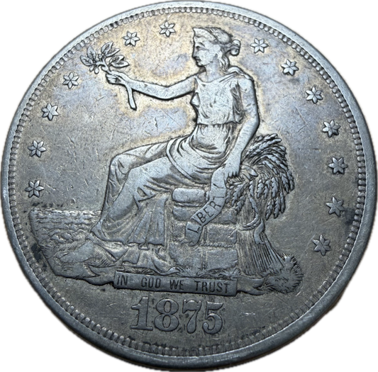1875-CC Trade Dollar VF30 | Carson City Mint Silver Dollar | Sigma & XRF Verified