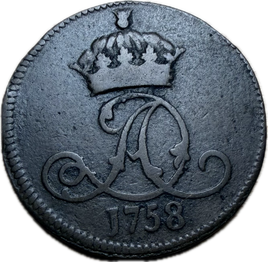 1758 Isle of Man Halfpenny VF20 Raw