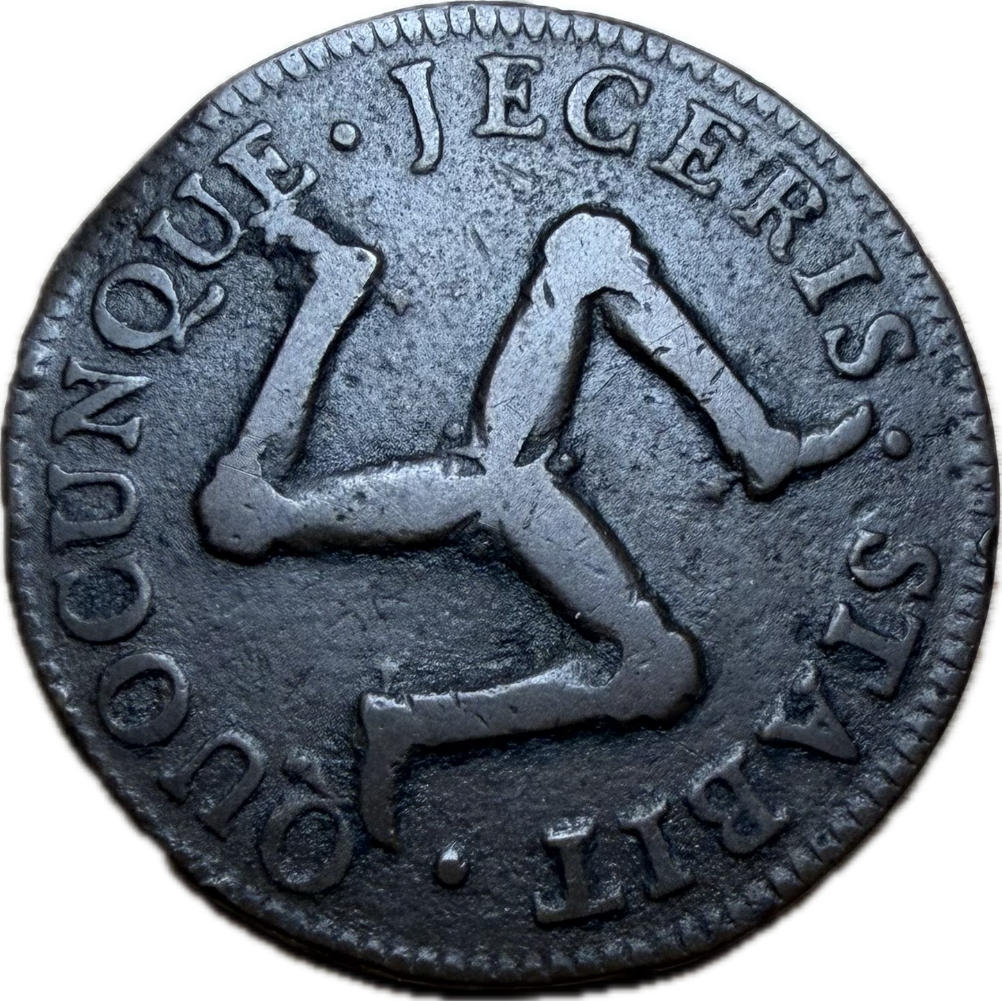 1758 Isle of Man Halfpenny VF20 Raw