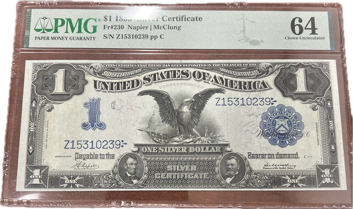 $1 1899 Silver Certificate PMG CU64