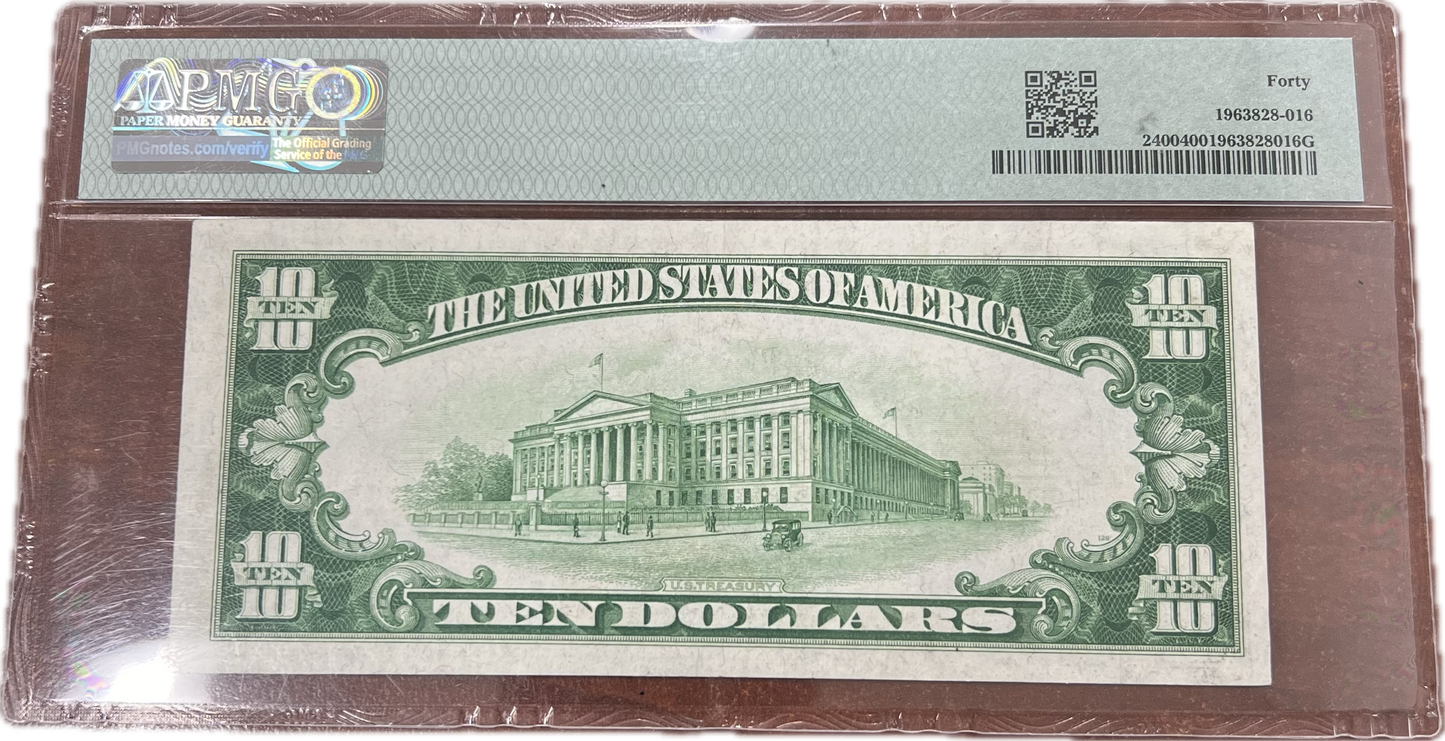 $10 1928 Gold Certificate PMG EF40