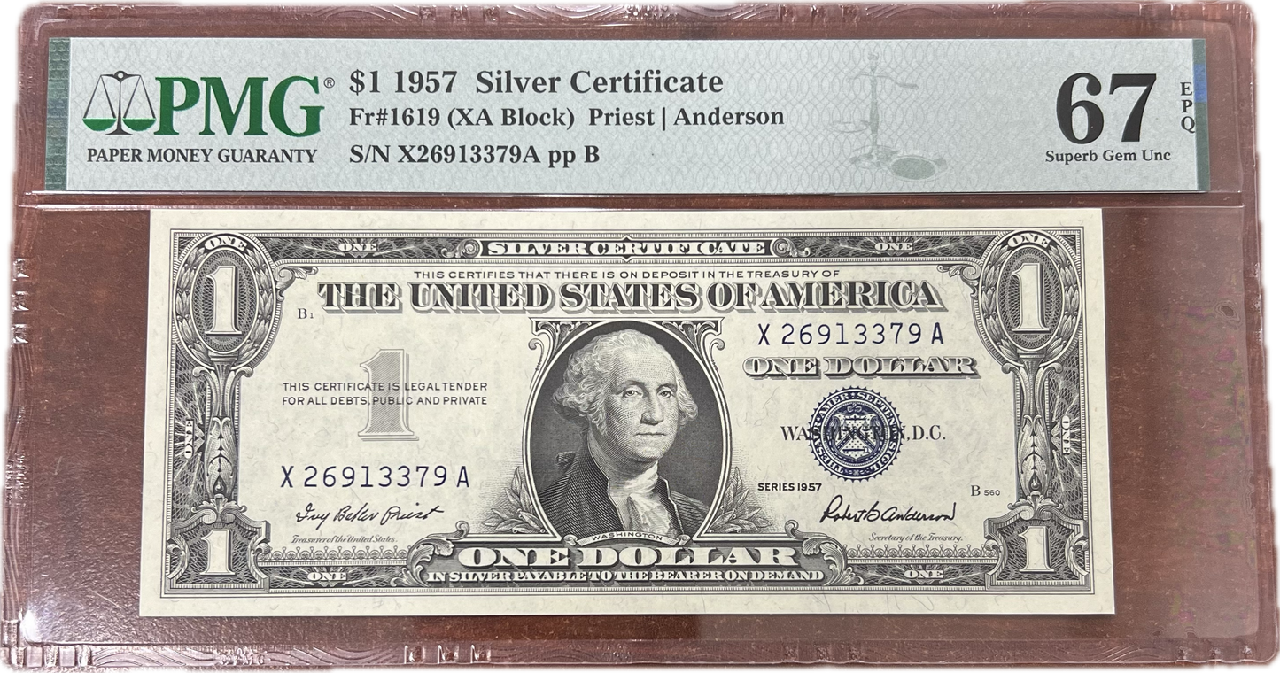 $1 1957 Silver Certificate PMG EPQ67