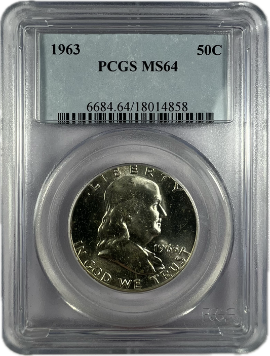 1963 50C Franklin Half Dollar PCGS MS64