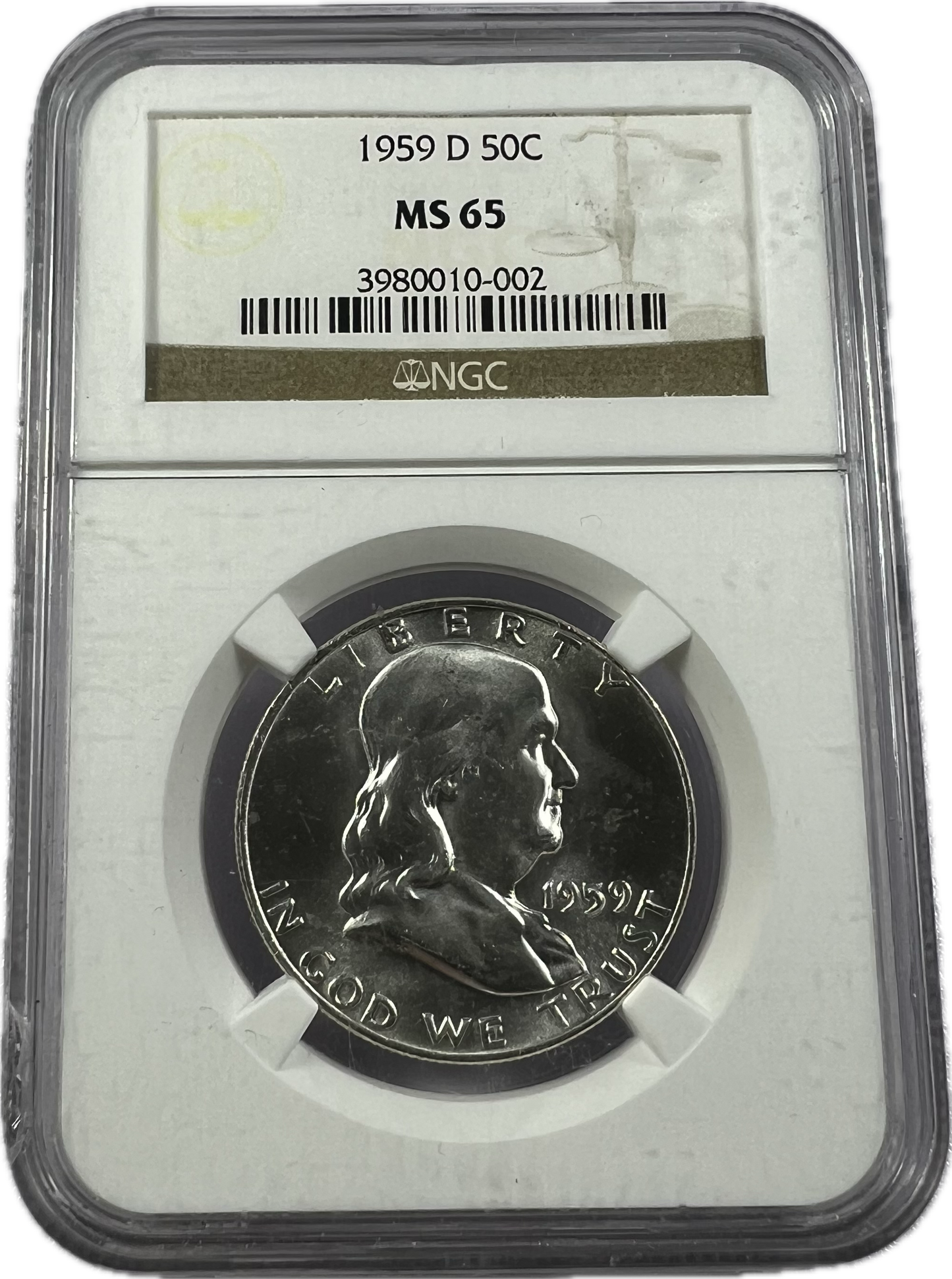 1959-D 50C Franklin Half Dollar NGC MS65