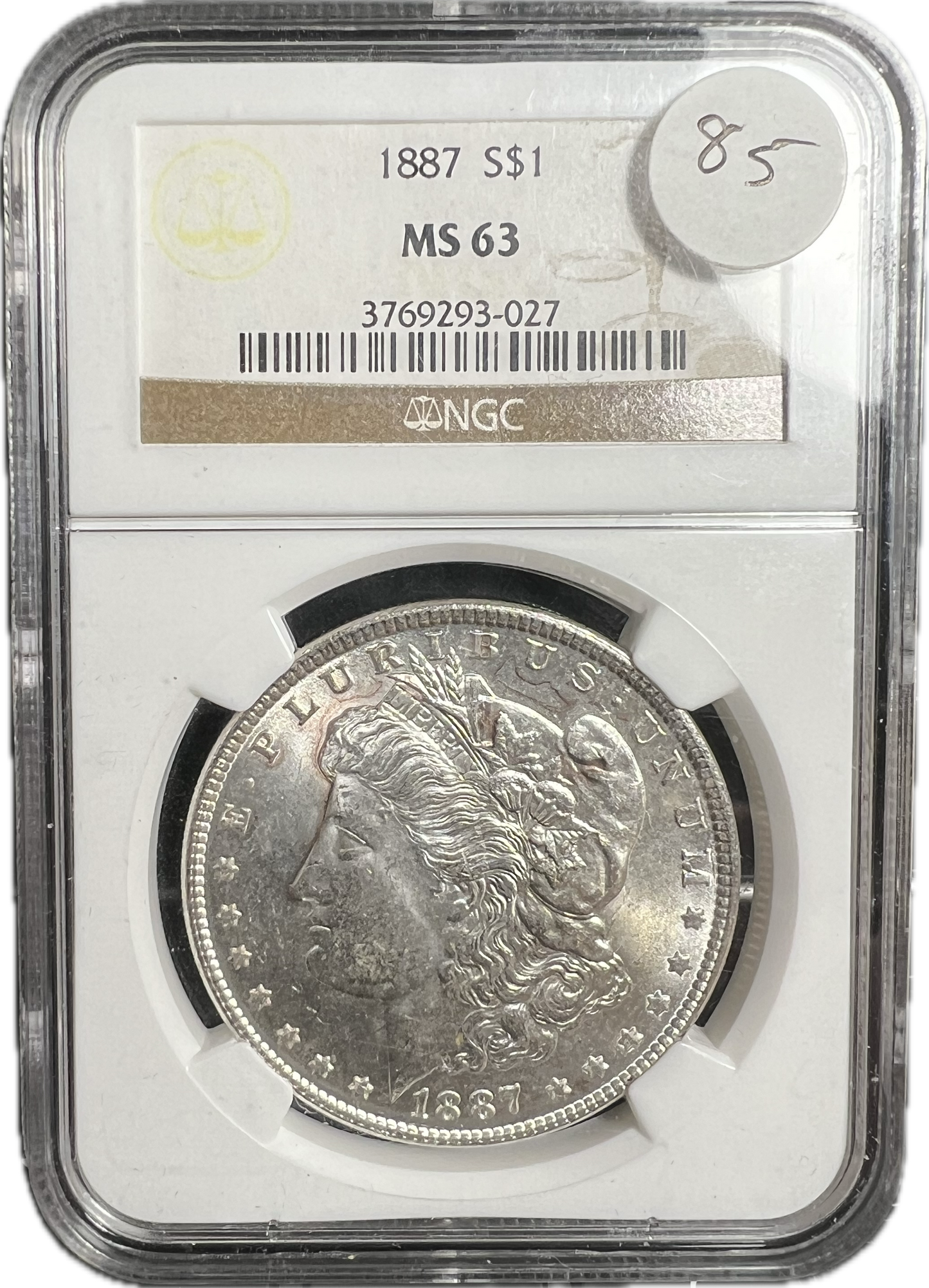 1887 $1 Morgan Dollar NGC MS63