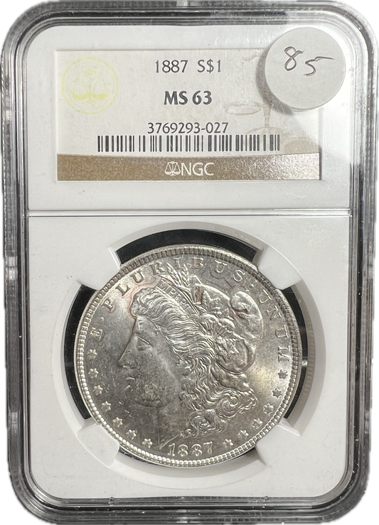 1887 $1 Morgan Dollar NGC MS63