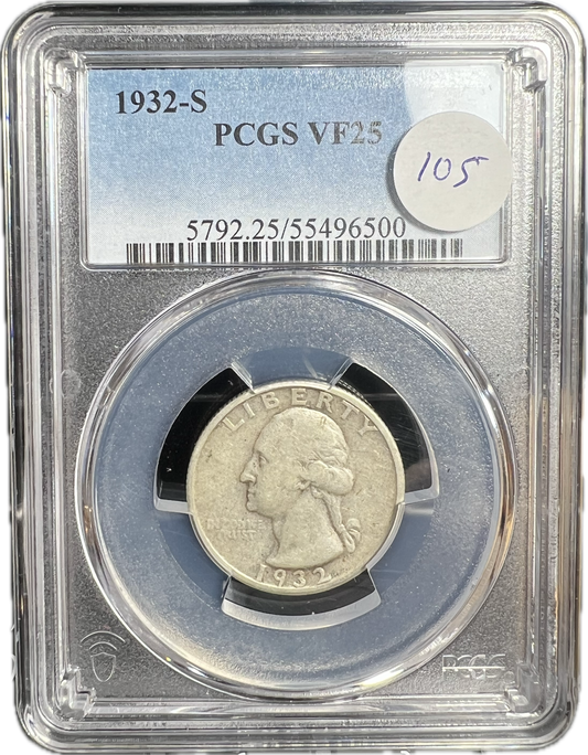 1932-S 25C Washington Quarter PCGS VF25