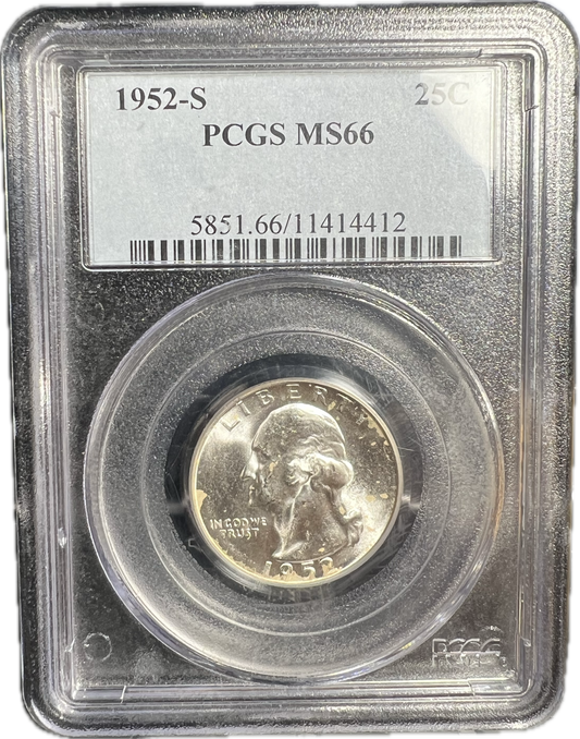 1952-S 25C Washington Quarter PCGS MS66