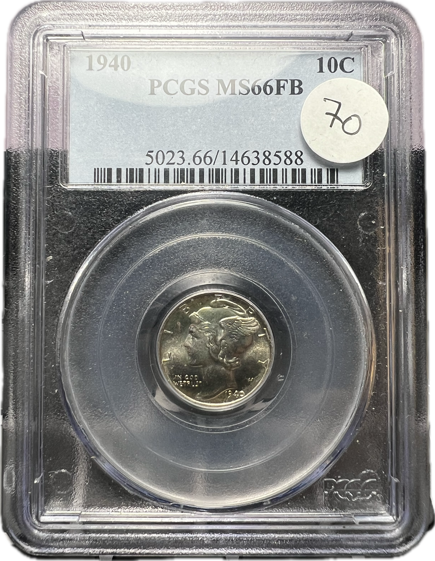 1940 10C Mercury Dime PCGS MS66FB