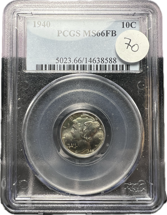 1940 10C Mercury Dime PCGS MS66FB