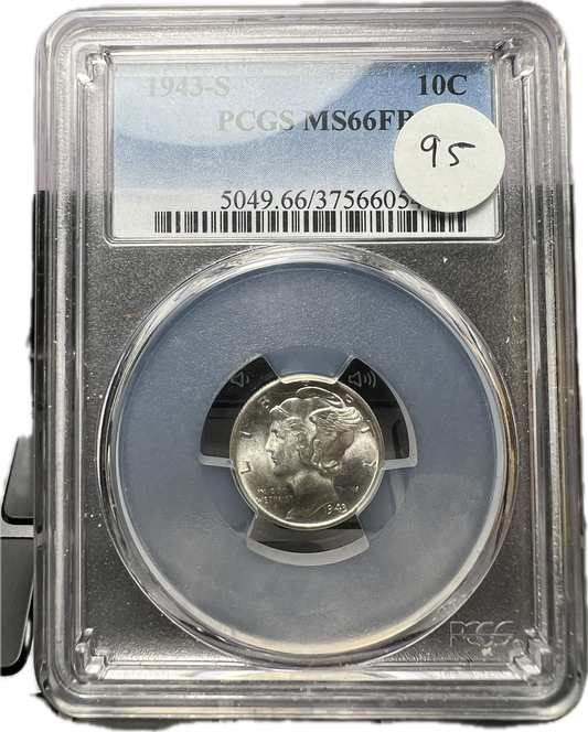 1943-S 10C Mercury Dime PCGS MS66FB