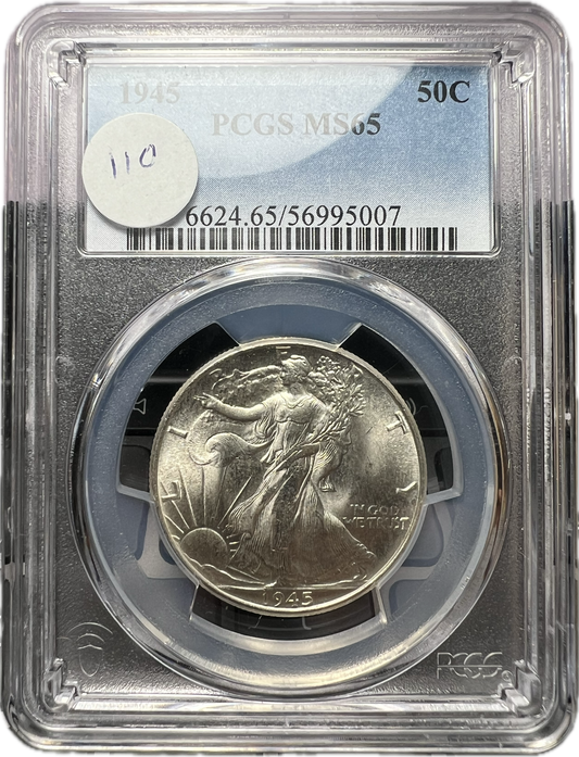 1945 50C Walking Liberty PCGS MS65