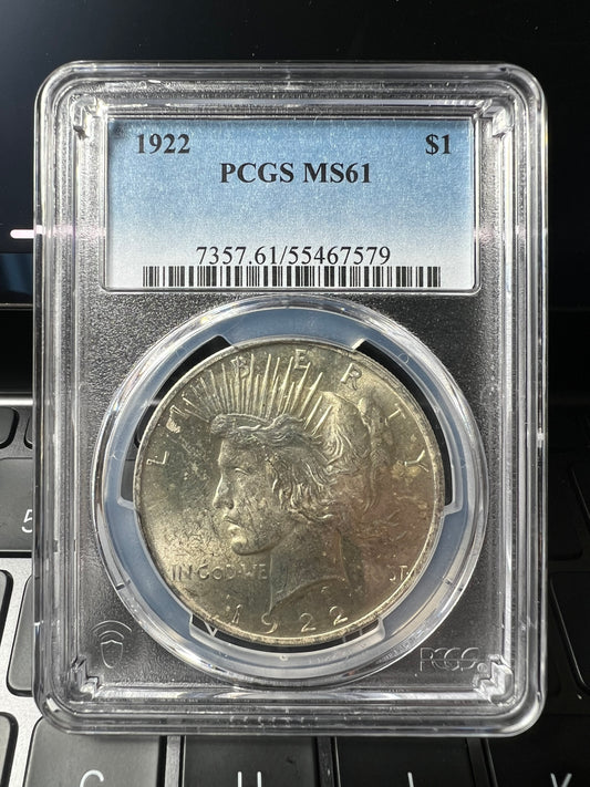 1922 $1 Peace Dollars PCGS MS61