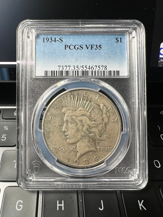 1934-S $1 Peace Dollar PCGS VF35