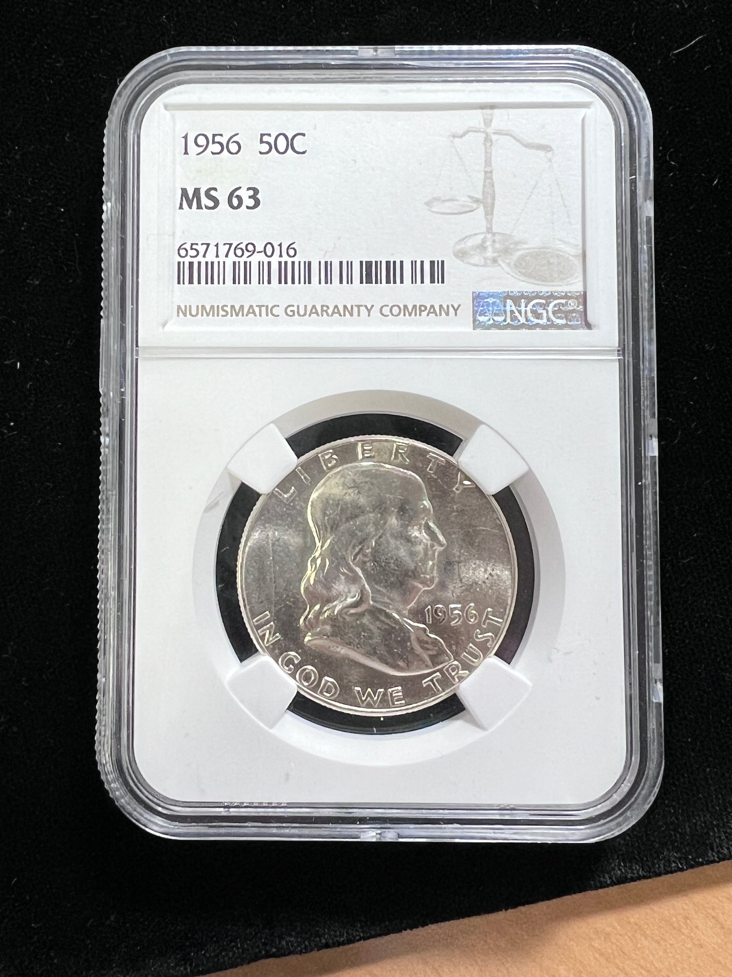 1956 50C Franklin Half Dollar NGC MS63