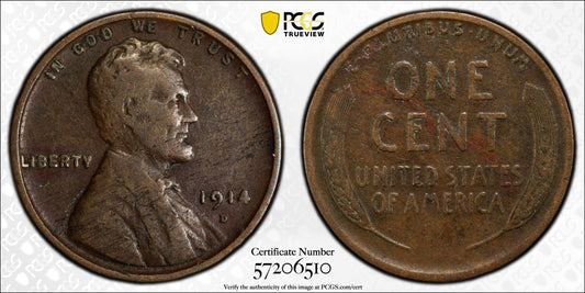 1914-D 1C PCGS Genuine Environmental Damage-VF Detail