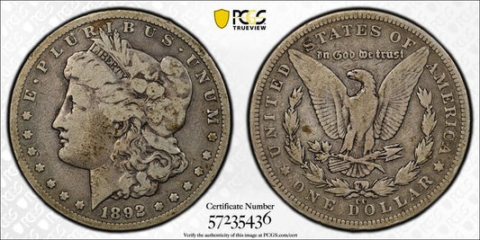 1892-CC $1 Morgan Dollar PCGS VG10