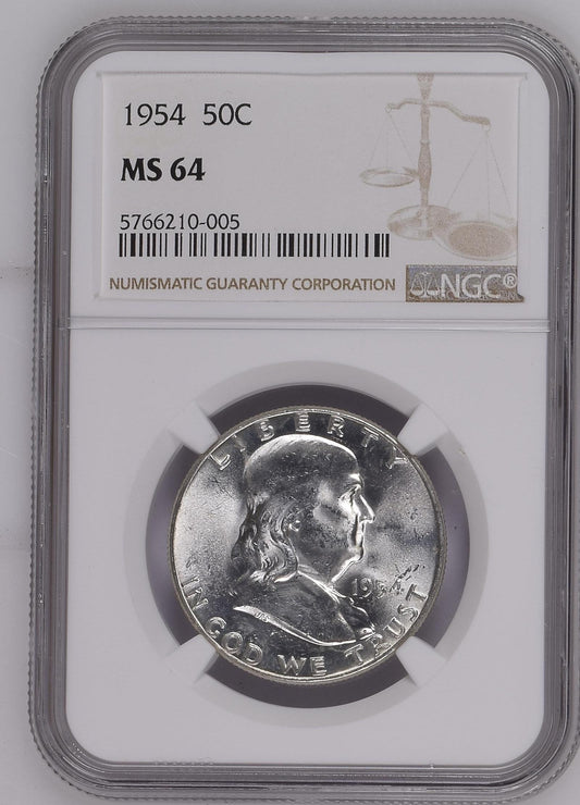 1954 50C Franklin Half Dollar NGC MS64