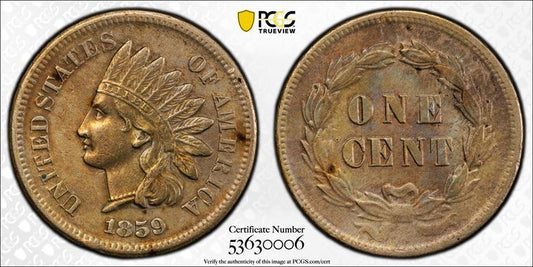 1859 1C Indian Head Cent PCGS Genuine Cleaned-XF Detail